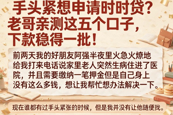 手头紧想申请时时贷？老哥亲测这五个口子，下款稳得一批！