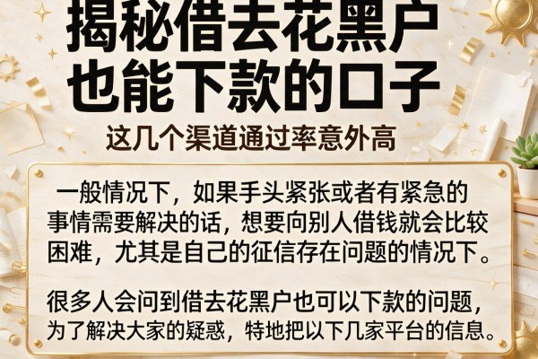 揭秘借去花黑户也能下款的口子，这几个渠道通过率意外高