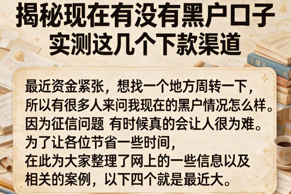 揭秘现在有没有黑户口子，实测这几个下款渠道