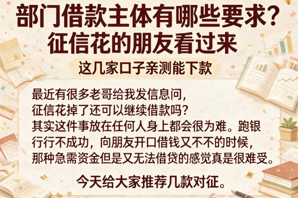 部门借款主体有哪些要求？征信花的朋友看过来，这几家口子亲测能下款