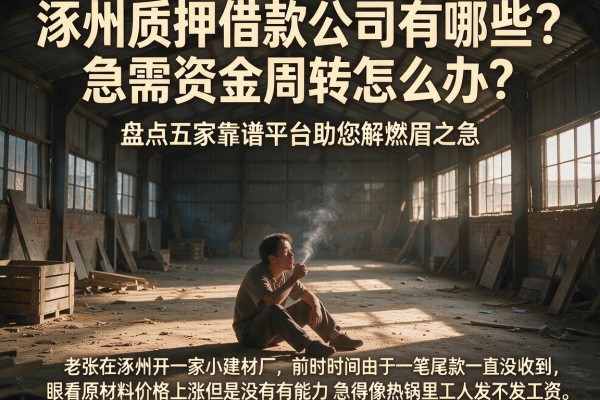 涿州质押借款公司有哪些？急需资金周转怎么办？盘点五家靠谱平台助您解燃眉之急