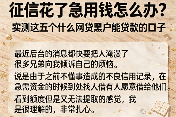征信花了急用钱怎么办？实测这五个什么网贷黑户能贷款呢的口子