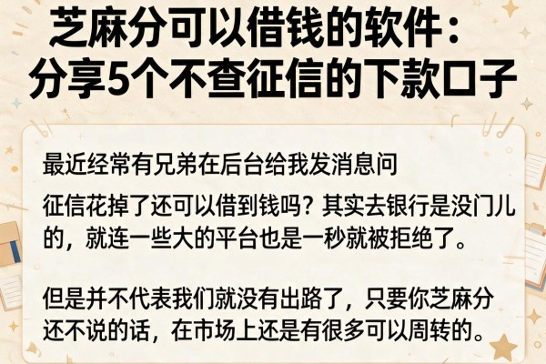 芝麻分可以借钱的软件：分享5个不查征信的下款口子
