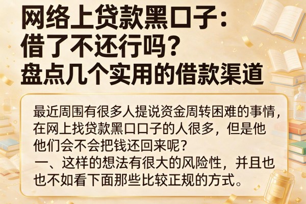 网络上贷款黑口子借了不还行吗？盘点几个实用的借款渠道