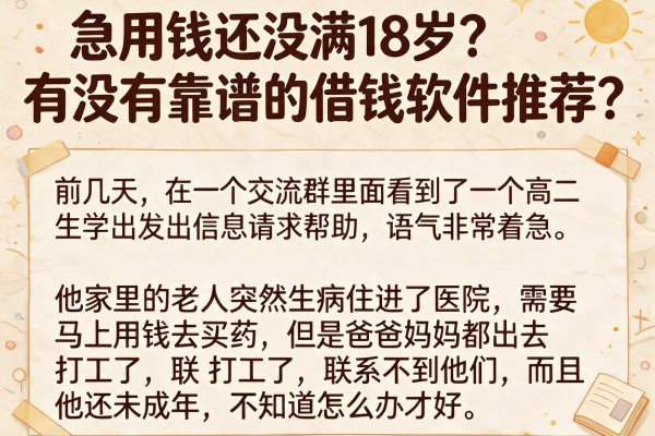 急用钱还没满18岁？有没有靠谱的借钱软件推荐？
