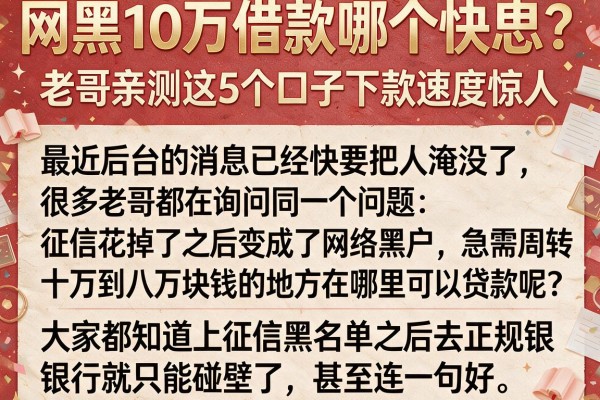 网黑10万借款哪个快些？老哥亲测这5个口子下款速度惊人