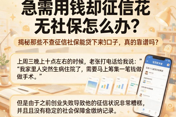 急需用钱却征信花、无社保怎么办？揭秘那些不查征信社保能贷下来的口子，真的靠谱吗？