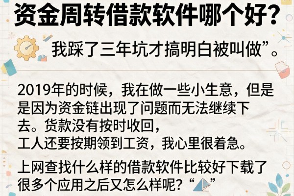 资金周转借款软件哪个好？我踩了三年坑才搞明白