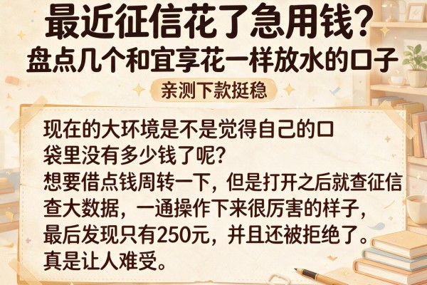 最近征信花了急用钱？盘点几个和宜享花一样放水的口子，亲测下款挺稳