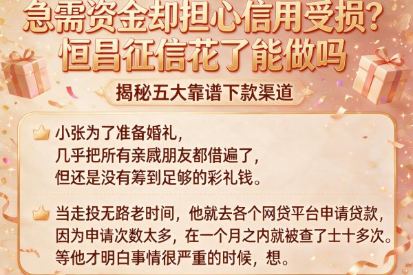急需资金却担心信用受损？恒昌征信花了能做吗，揭秘五大靠谱下款渠道