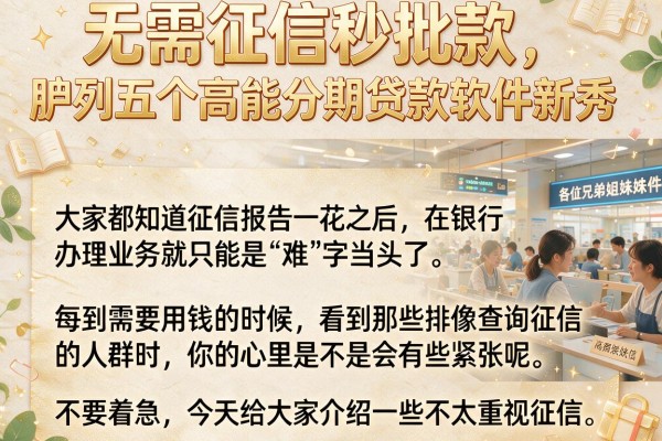 无需征信秒批款，胪列五个高能分期贷款软件新秀