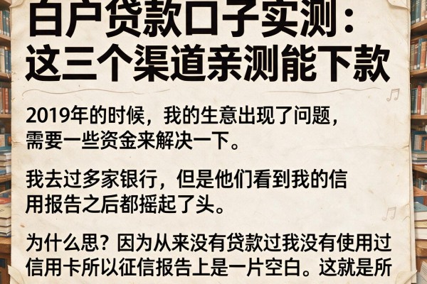 白户贷款口子实测：这三个渠道亲测能下款