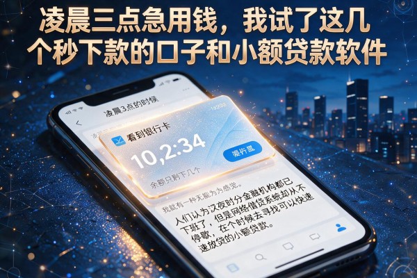 凌晨三点急用钱，我试了这几个秒下款的口子和小额贷款软件