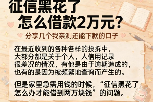 征信黑花了怎么借款2万元？分享几个我亲测还能下款的口子