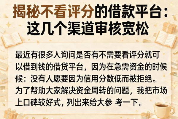 揭秘不看评分的借款平台，这几个渠道审核宽松