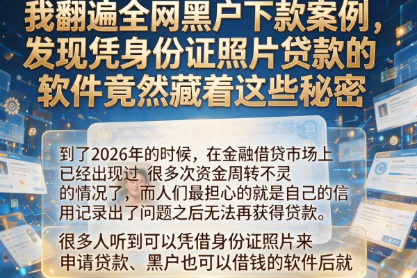 我翻遍全网黑户下款案例，发现凭身份证照片贷款的软件竟然藏着这些秘密