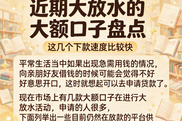 近期大放水的大额口子盘点,这几个下款速度比较快
