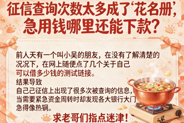 征信查询次数太多成了‘花名册’，急用钱哪里还能下款？求老哥们指点迷津！