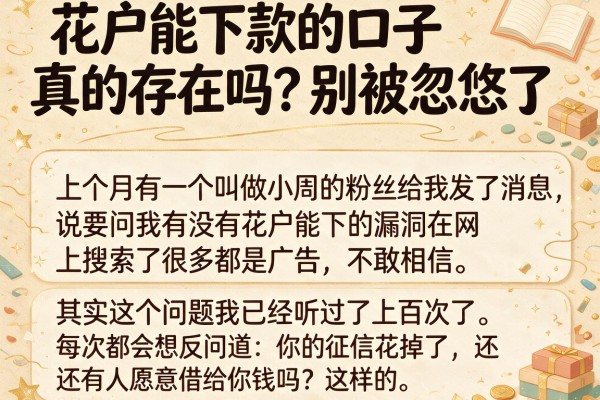 花户能下款的口子真的存在吗？别被忽悠了