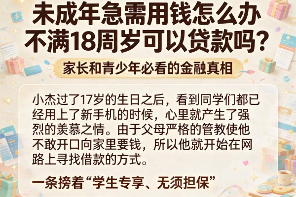 未成年急需用钱怎么办？不满18周岁可以贷款吗？家长和青少年必看的金融真相