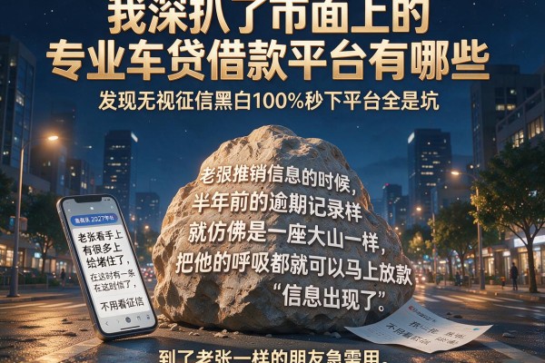 我深扒了市面上的专业车贷借款平台有哪些，发现无视征信黑白100%秒下平台全是坑