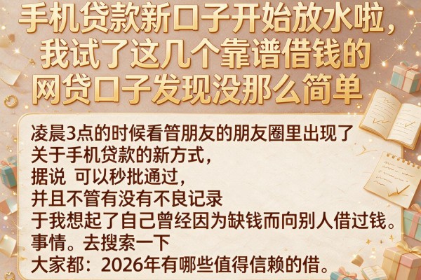 手机贷款新口子开始放水啦,我试了这几个靠谱借钱的网贷口子发现没那么简单