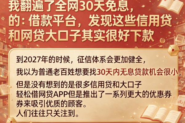 我翻遍了全网30天免息的借款平台，发现这些信用贷和网贷大口子其实很好下款