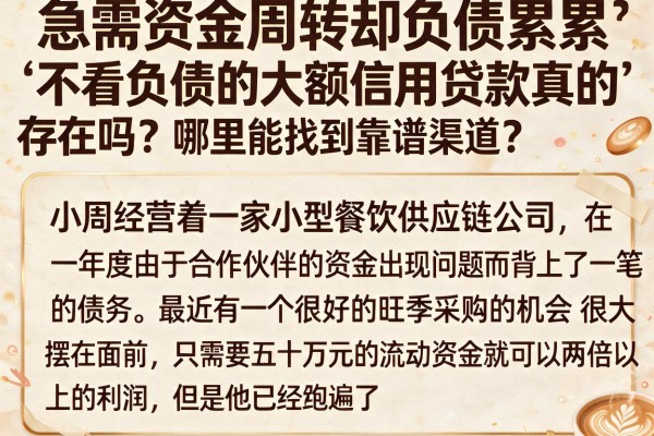 急需资金周转却负债累累？不看负债的大额信用贷款真的存在吗？哪里能找到靠谱渠道？