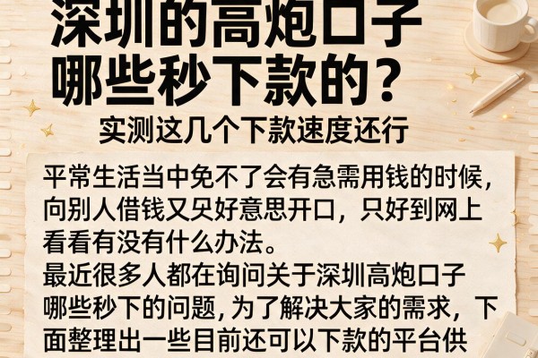 深圳的高炮口子哪些秒下款的？实测这几个下款速度还行