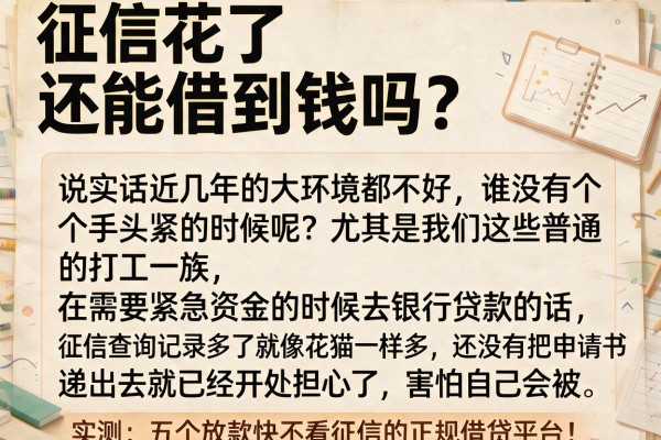 征信花了还能借到钱吗？实测五个放款快不看征信的正规借贷平台