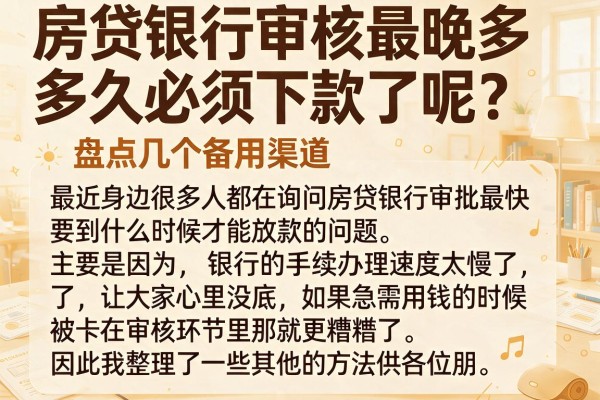 房贷银行审核最晚多久必须下款了呢？盘点几个备用渠道