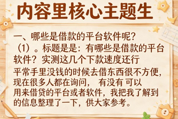 有哪些是借款的平台软件？实测这几个下款速度还行