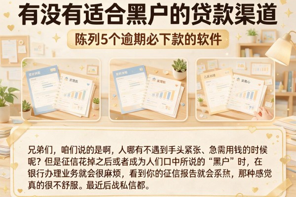 有没有适合黑户的贷款渠道，陈列5个逾期必下款的软件