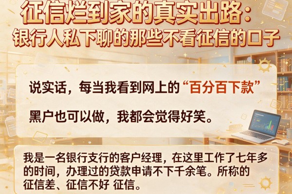 征信烂到家的真实出路：银行人私下聊的那些不看征信的口子