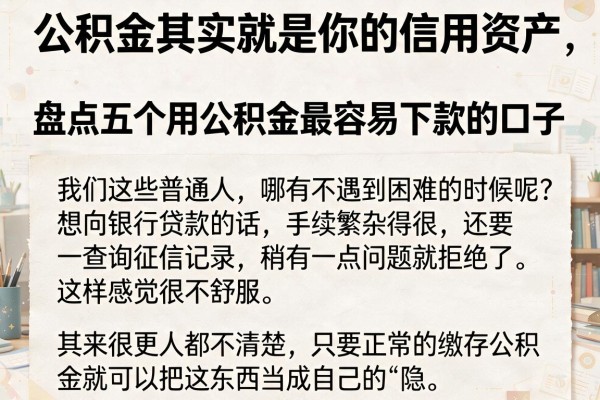 公积金其实就是你的信用资产，盘点五个用公积金最容易下款的口子