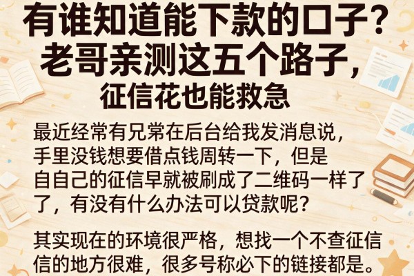 有谁知道能下款的口子？老哥亲测这五个路子，征信花也能救急