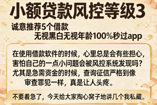 小额贷款风控等级3，诚意推荐5个借款无视黑白无视年龄100%秒过app