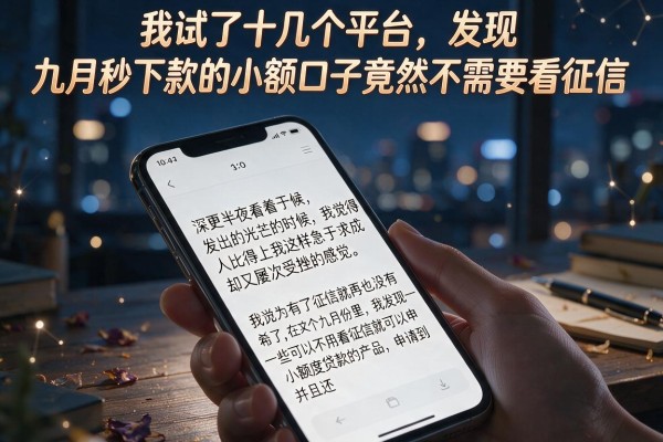 我试了十几个平台，发现九月秒下款的小额口子竟然不需要看征信
