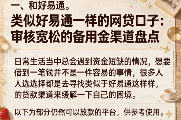 类似好易通一样的网贷口子:审核宽松的备用金渠道盘点
