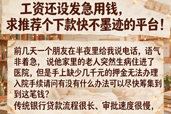 工资还没发急用钱，求推荐个下款快不墨迹的平台！