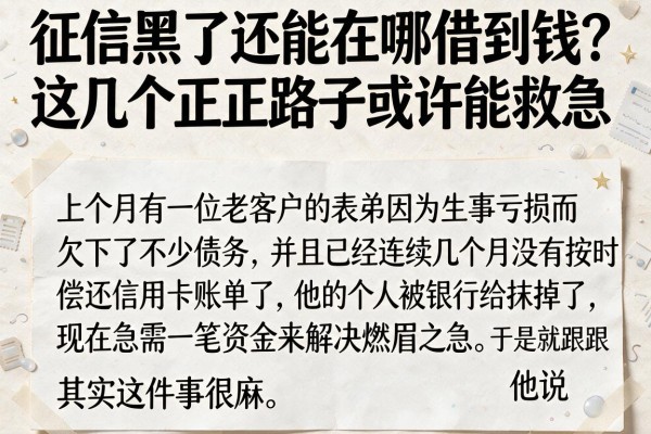 征信黑了还能在哪借到钱？这几个正规路子或许能救急