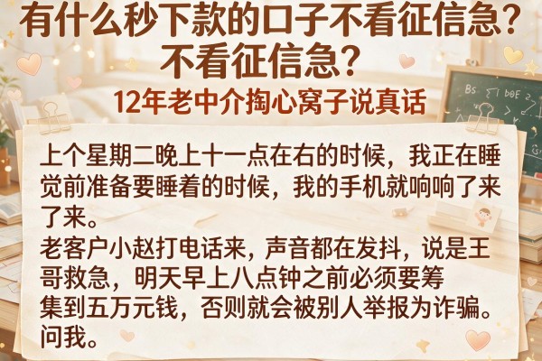 有什么秒下款的口子不看征信急？12年老中介掏心窝子说真话