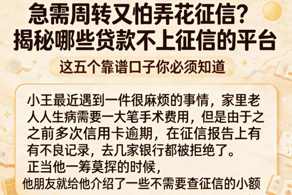 急需周转又怕弄花征信？揭秘哪些贷款不上征信的平台，这五个靠谱口子你必须知道