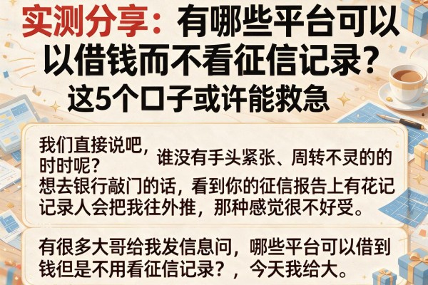 实测分享：有哪些平台可以借钱而不看征信记录？这5个口子或许能救急