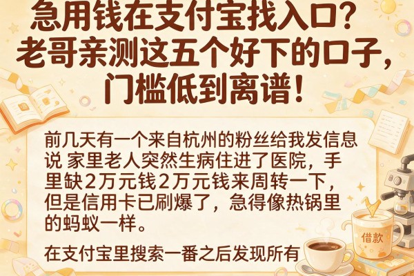 急用钱在支付宝找入口？老哥亲测这五个好下的口子，门槛低到离谱！