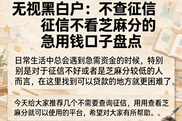 无视黑白户：不查征信不看芝麻分的急用钱口子盘点