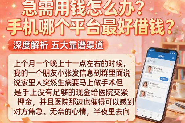 急需用钱怎么办？手机哪个平台最好借钱？深度解析五大靠谱渠道