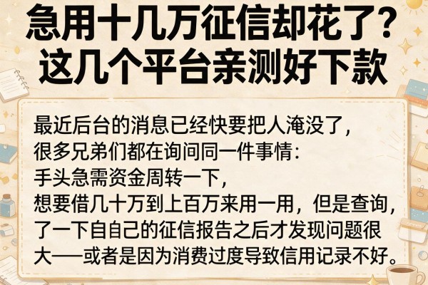 急用十几万征信却花了？这几个平台亲测好下款