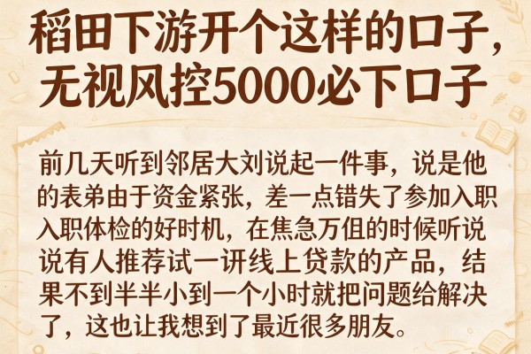 稻田下游开个这样的口子，整理五个无视风控5000必下口子