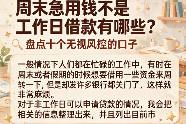 周末急用钱不是工作日借款有哪些？盘点十个无视风控的口子
